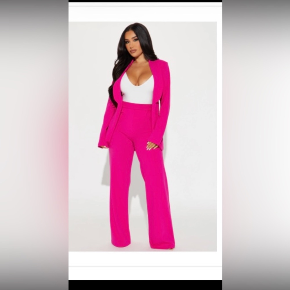 Fashion Nova Fuchsia Wide Leg Pantsuit